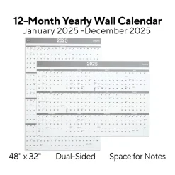 2025 Calendars|Staples 2025 48" x 32" Dry Erase Wall Calendar, Gray/White (ST58450-25)
