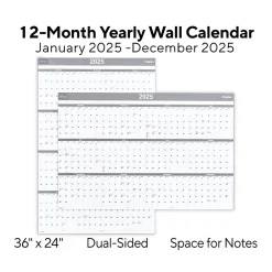 2025 Calendars|Staples 2025 36" x 24" Dry Erase Wall Calendar, Gray/White (ST52079-25)