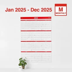 2025 Calendars|Staples 2025 36" x 24" Wall Calendar, Red (ST53903-25)
