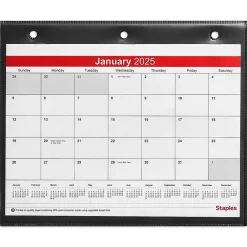 2025 Calendars|Staples 2025 11" x 8" Wall Calendar, White/Black (ST12949-25)