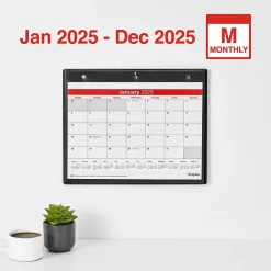 2025 Calendars|Staples 2025 11" x 8" Wall Calendar, White/Black (ST12949-25)