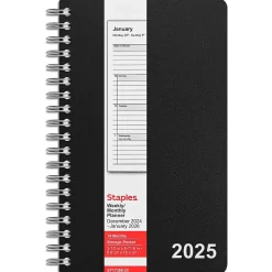 2025 Planners|Staples 2025 3" x 6" Weekly & Monthly Planner, Assorted Colors (ST17388-25)