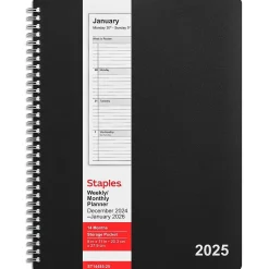 2025 Planners|Staples 2025 8" x 11" Weekly & Monthly Planner, Assorted Colors (ST14485-25)