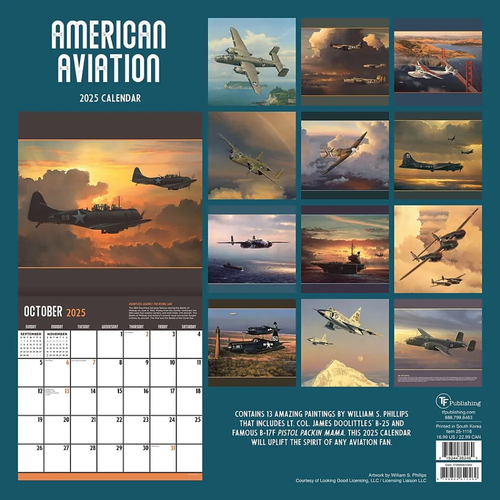 2025 Calendars|TF Publishing 2025 American Aviation 12" x 12" Monthly Wall Calendar (25-1116)