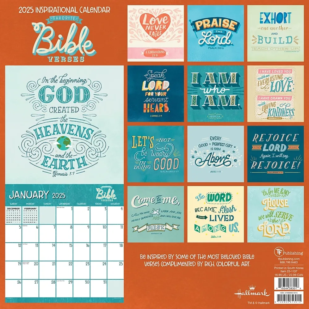 2025 Calendars|TF Publishing 2025 Bible Verses 12" x 12" Monthly Wall Calendar (25-1137)
