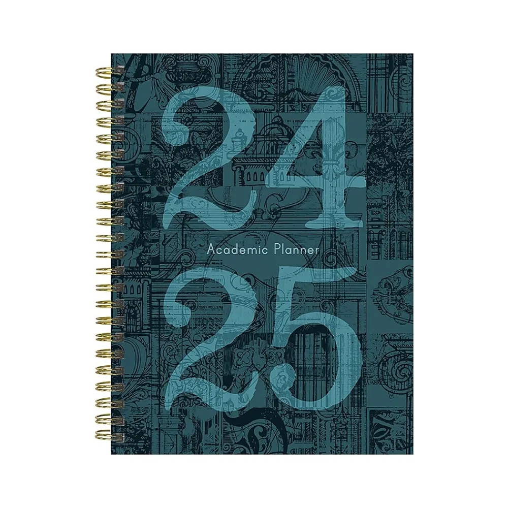 Academic Planners|TF Publishing 2024-2025 Bibliophile Series Mineral Fleur-De-Lis 6" x 8" Academic Weekly & Monthly Planner, Paperboard Cover