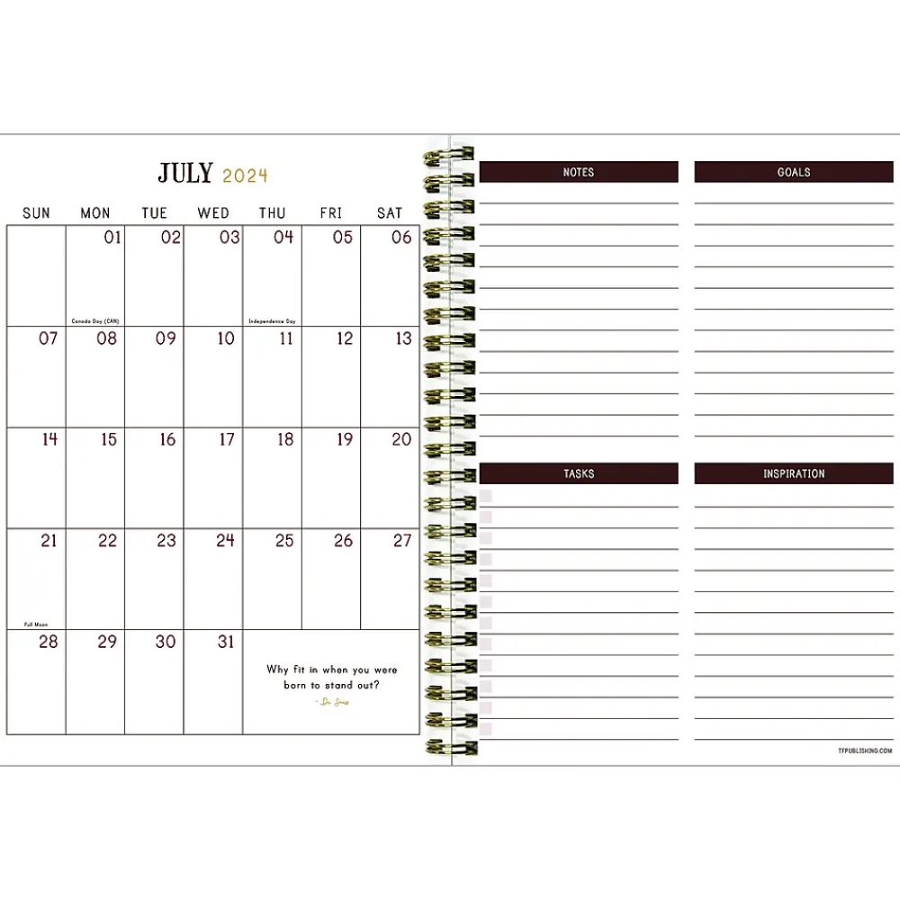 Academic Planners|TF Publishing 2024-2025 Bibliophile Series Mineral Fleur-De-Lis 6" x 8" Academic Weekly & Monthly Planner, Paperboard Cover