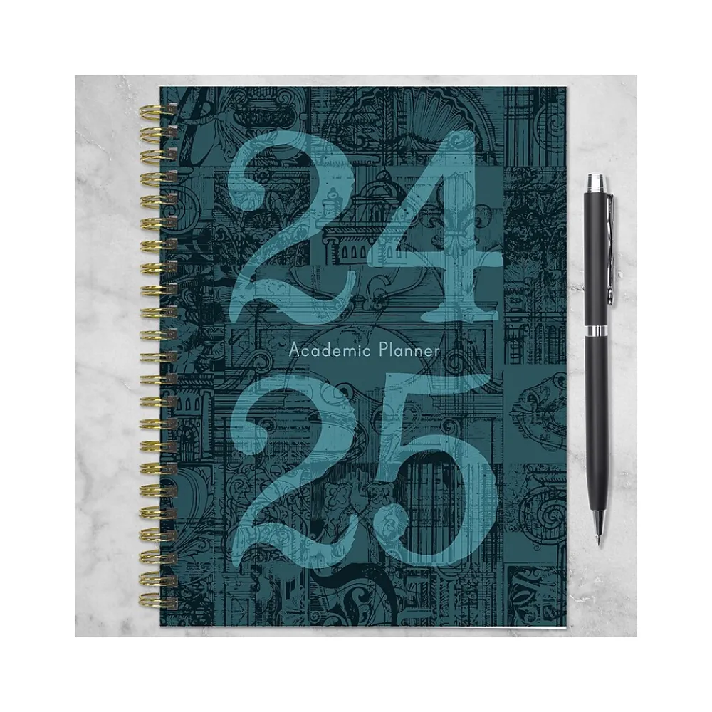 Academic Planners|TF Publishing 2024-2025 Bibliophile Series Mineral Fleur-De-Lis 6" x 8" Academic Weekly & Monthly Planner, Paperboard Cover