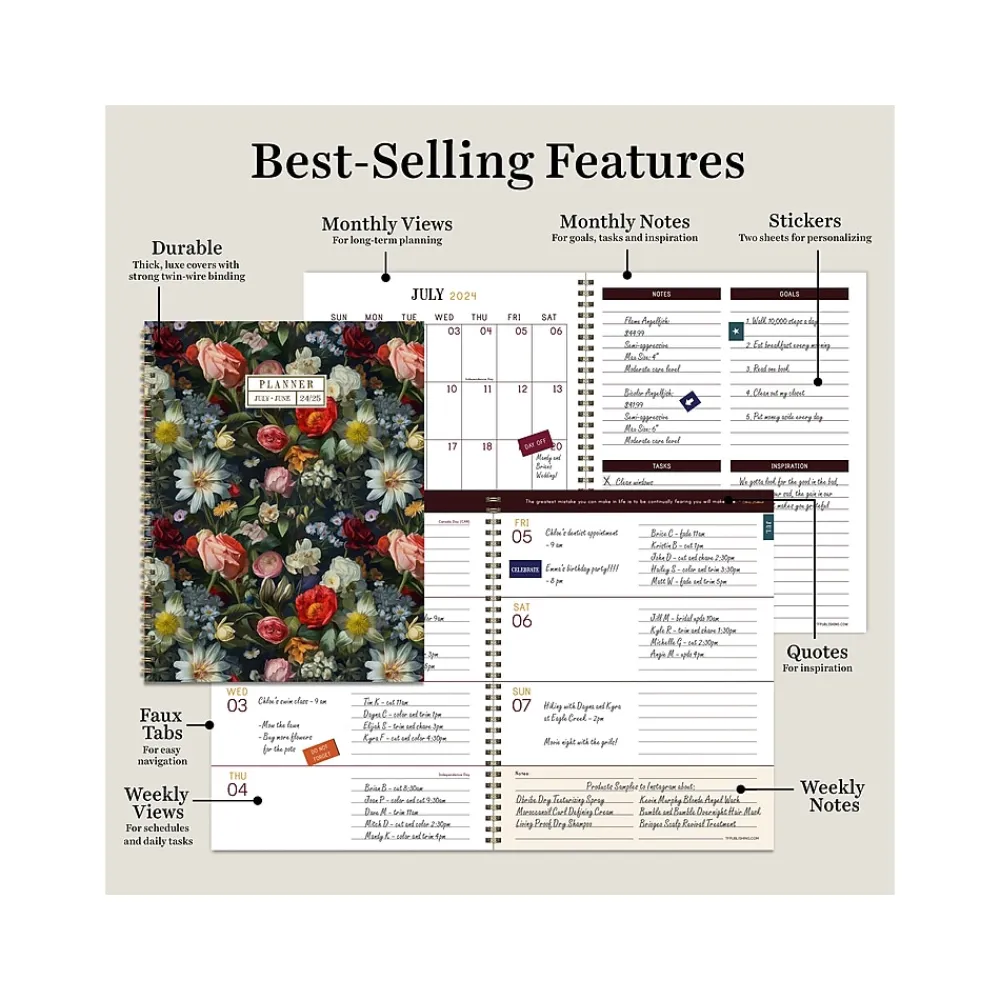 Academic Planners|TF Publishing 2024-2025 Bibliophile Series English Garden 8.5" x 11" Academic Weekly & Monthly Planner, Paperboard Cover