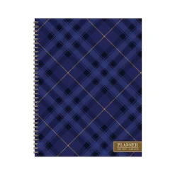 Academic Planners|TF Publishing 2024-2025 Bibliophile Series Royal Tartan 9" x 11" Academic Weekly & Monthly Planner, Paper Cover, Blue/Yellow