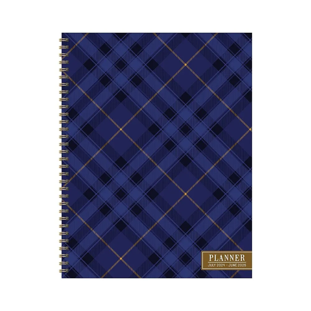Academic Planners|TF Publishing 2024-2025 Bibliophile Series Royal Tartan 9" x 11" Academic Weekly & Monthly Planner, Paper Cover, Blue/Yellow