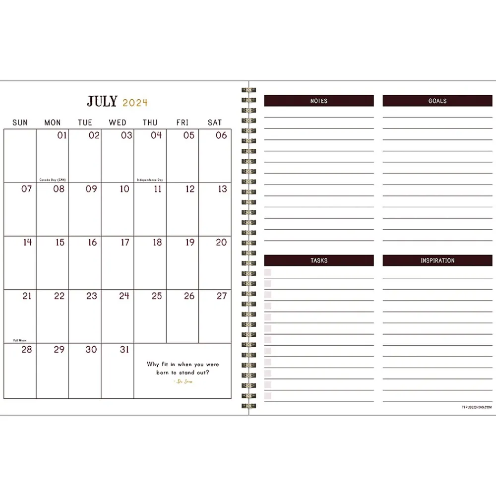 Academic Planners|TF Publishing 2024-2025 Bibliophile Series Royal Tartan 9" x 11" Academic Weekly & Monthly Planner, Paper Cover, Blue/Yellow