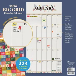 2025 Calendars|TF Publishing 2025 Big Grid-Floral 12" x 12" Monthly Wall Calendar (25-1103)