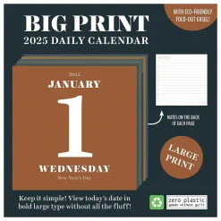 2025 Calendars|TF Publishing 2025 Big Print 5.25" x 5.25" Day-to-Day Calendar (25-3024)