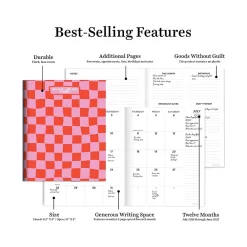 Academic Planners|TF Publishing 2024-2025 Check Pink and Red 6.5