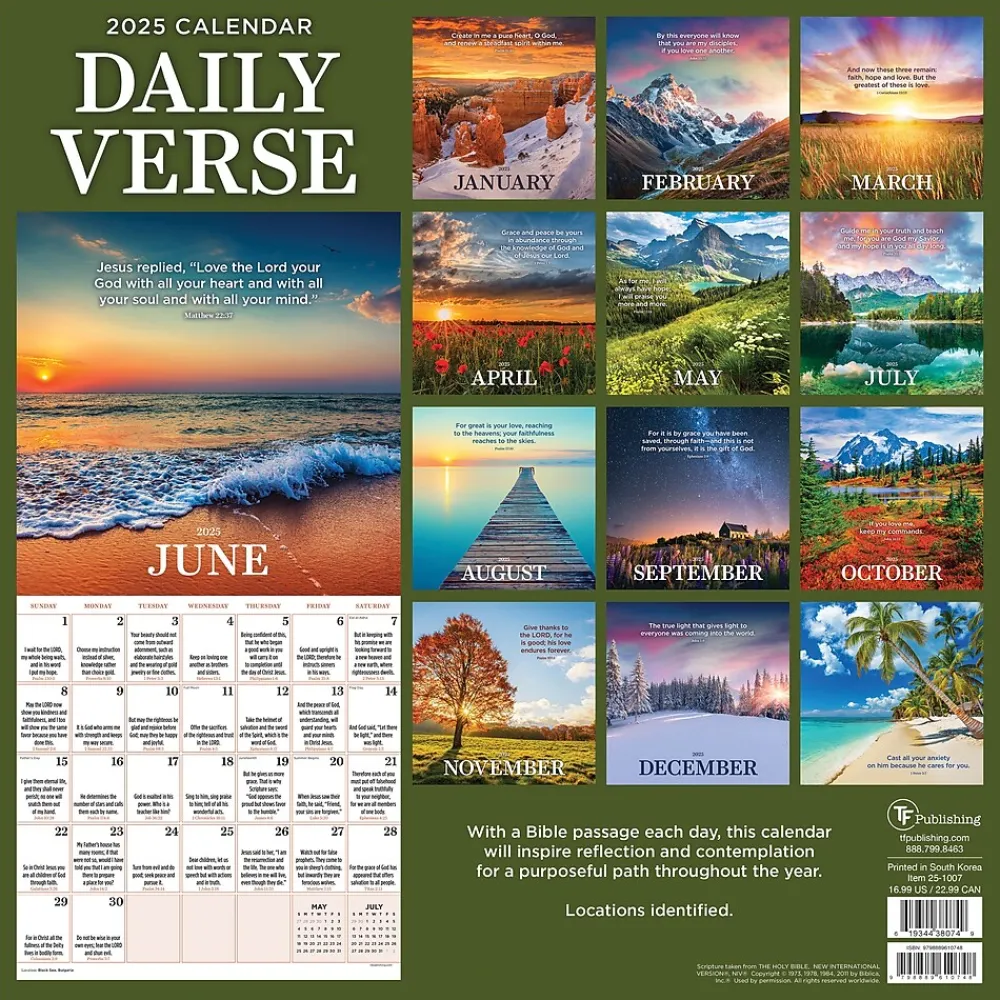 2025 Calendars|TF Publishing 2025 Daily Verse 12" x 12" Monthly Wall Calendar (25-1007)