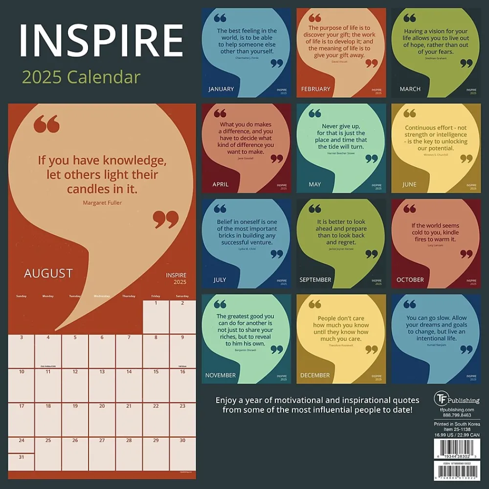 2025 Calendars|TF Publishing 2025 Inspire 12" x 12" Monthly Wall Calendar (25-1138)