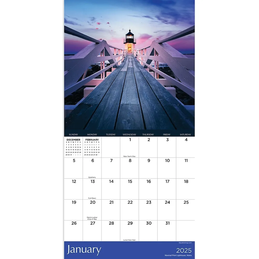 2025 Calendars|TF Publishing 2025 Lighthouses 7" x 7" Monthly Wall Calendar (25-2003)