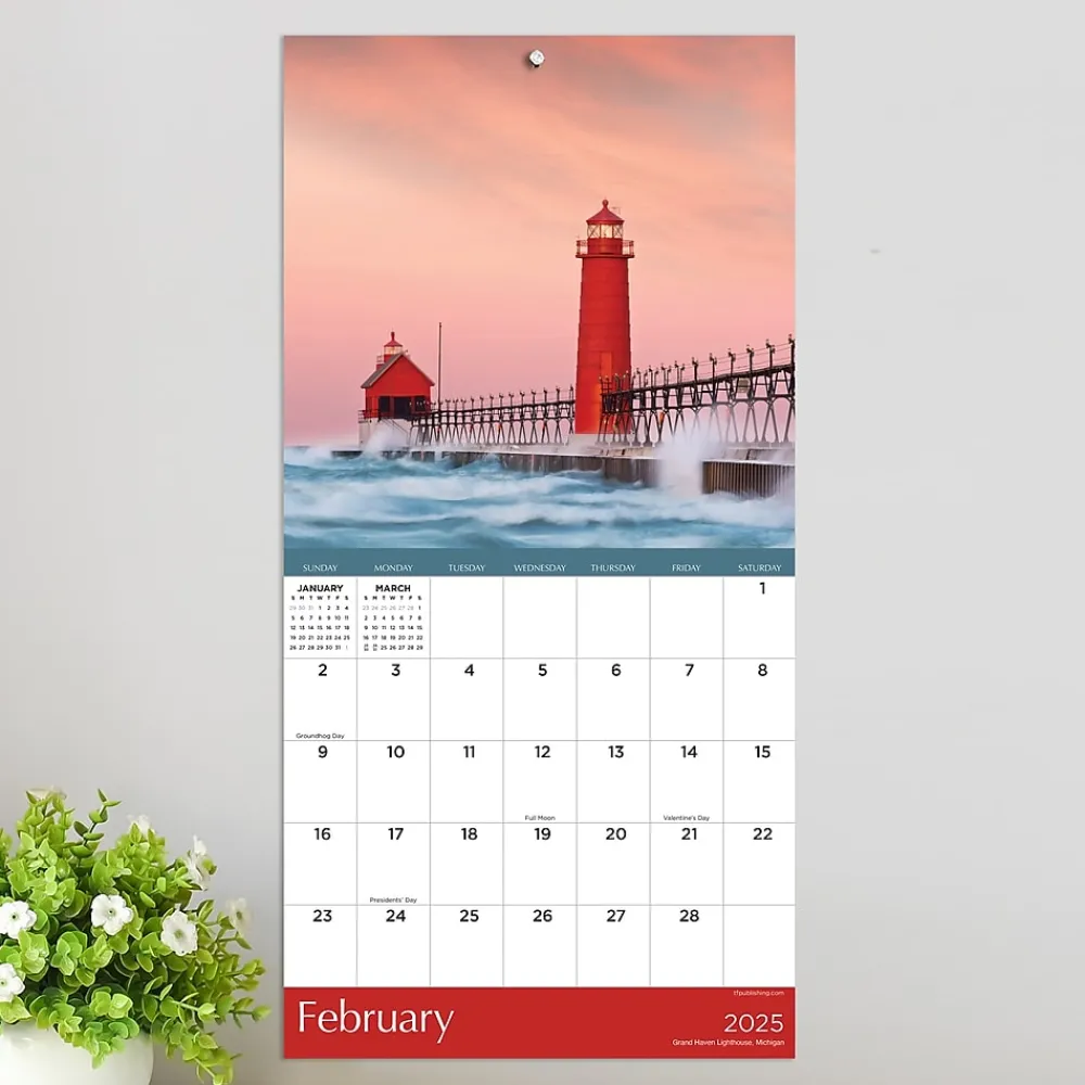 2025 Calendars|TF Publishing 2025 Lighthouses 7" x 7" Monthly Wall Calendar (25-2003)