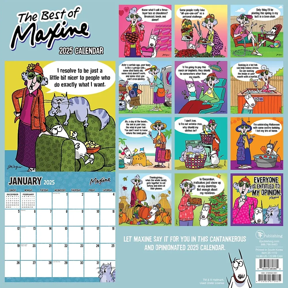 2025 Calendars|TF Publishing 2025 Maxine 12" x 12" Monthly Wall Calendar (25-1110)