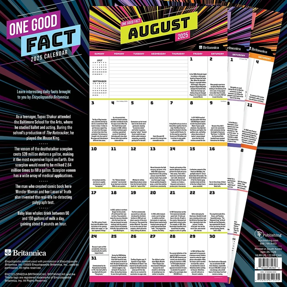 2025 Calendars|TF Publishing 2025 One Good Fact 12" x 12" Monthly Wall Calendar (25-1126)