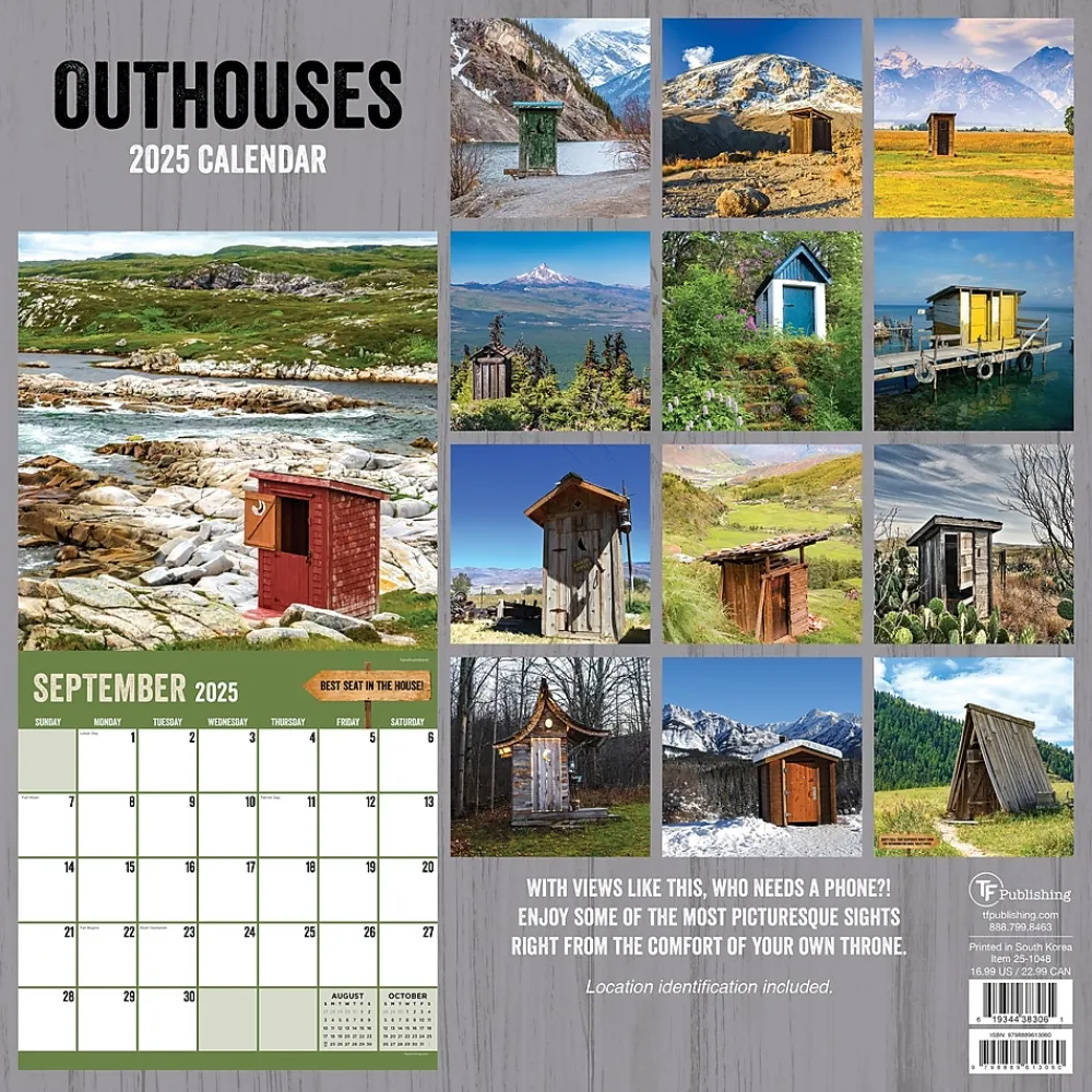 2025 Calendars|TF Publishing 2025 Outhouses 12" x 12" Monthly Wall Calendar (25-1048)