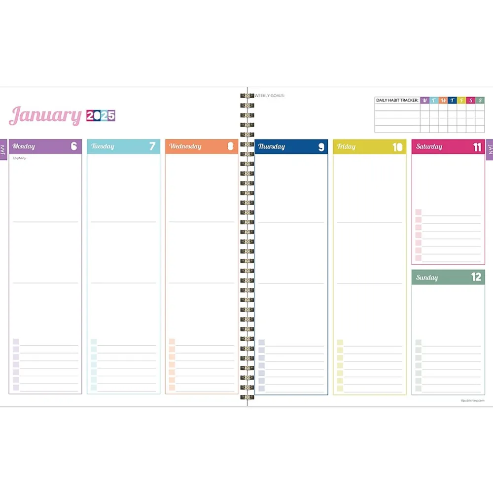 2025 Planners|TF Publishing 2025 Palms & Sunshine 9" x 11" Weekly & Monthly Planner, Paperboard Cover, Multicolored (25-9716)