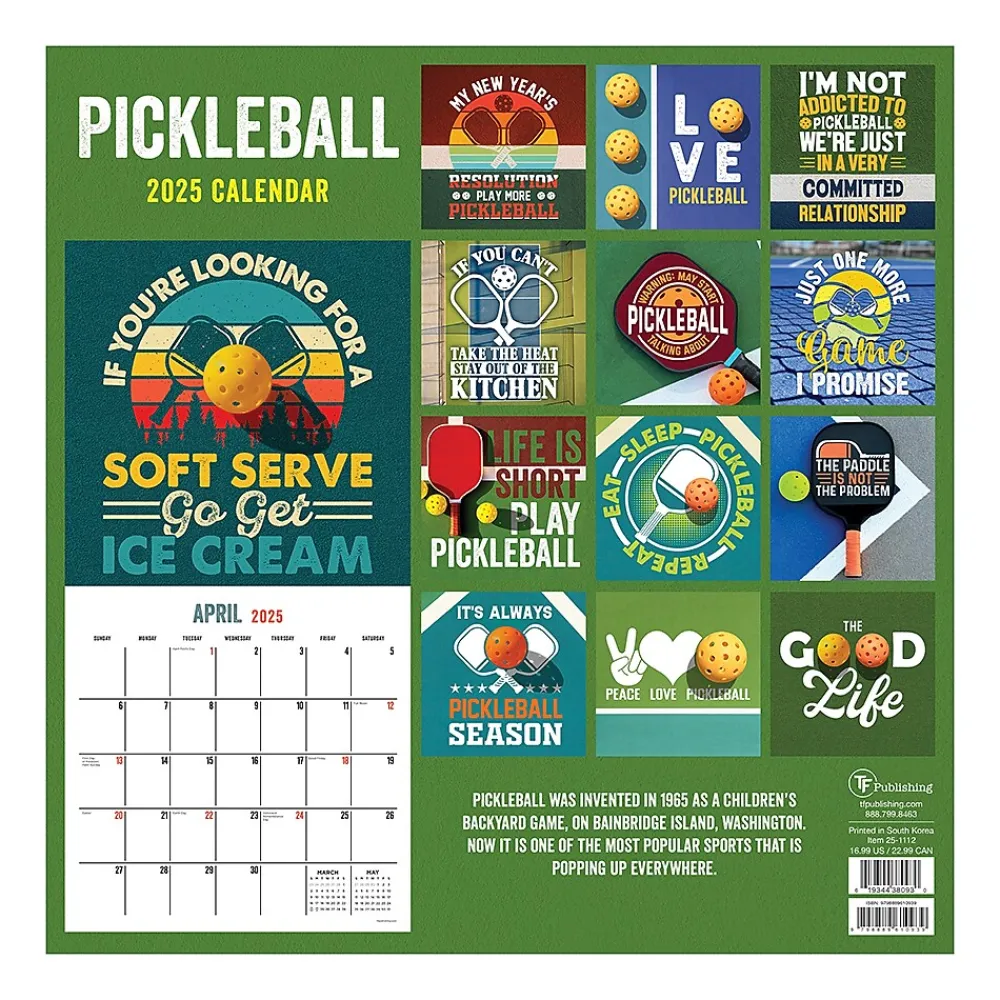 2025 Calendars|TF Publishing 2025 Pickleball is Life 12" x 12" Monthly Wall Calendar (25-1112)