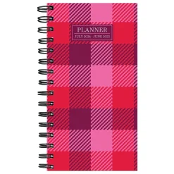 2025 Planners|TF Publishing 2025 Pink Plaid 3.5" x 6.5" Weekly & Monthly Planner, Paperboard Cover, Multicolored (25-7506)