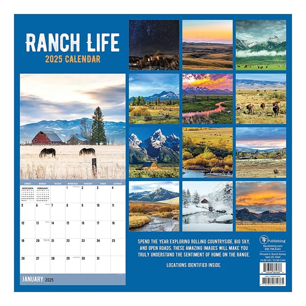 2025 Calendars|TF Publishing 2025 Ranch Life 12" x 12" Monthly Wall Calendar (25-1042)