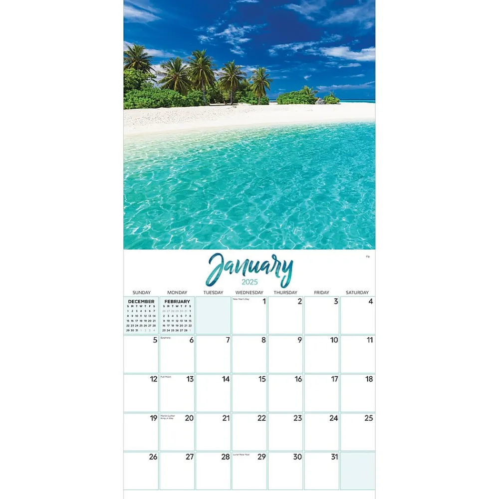 2025 Calendars|TF Publishing 2025 Tropical Beaches 12" x 12" Monthly Wall Calendar (25-1030)