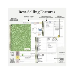 Academic Planners|TF Publishing 2024-2025 White Lotus Verde Fronds 6