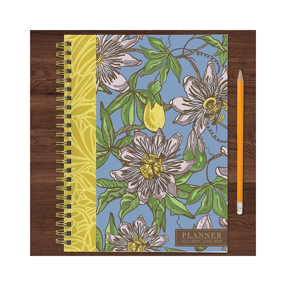 Academic Planners|TF Publishing 2024-2025 White Lotus Series Coastal Flowers 6" x 8" Academic Weekly & Monthly Planner, Paperboard Cover