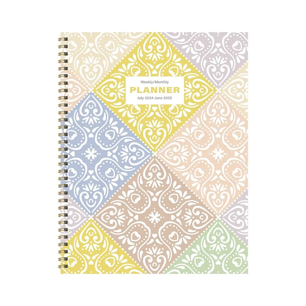 Academic Planners|TF Publishing 2024-2025 White Lotus Series Byzantine Tile 8.5" x 11" Academic Weekly & Monthly Planner, Paperboard Cover
