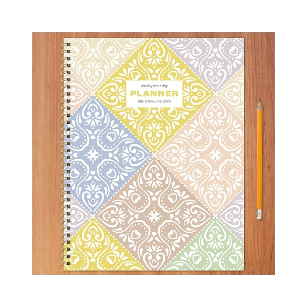Academic Planners|TF Publishing 2024-2025 White Lotus Series Byzantine Tile 8.5" x 11" Academic Weekly & Monthly Planner, Paperboard Cover