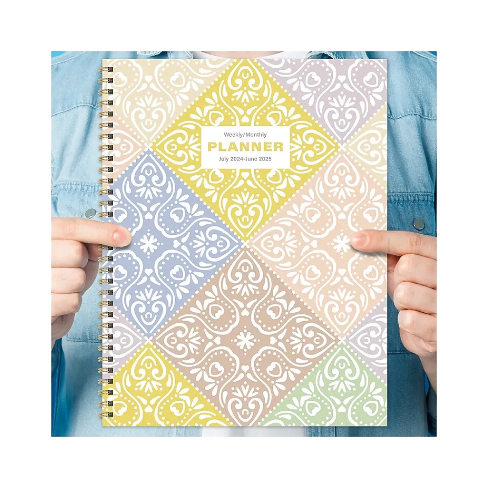 Academic Planners|TF Publishing 2024-2025 White Lotus Series Byzantine Tile 8.5" x 11" Academic Weekly & Monthly Planner, Paperboard Cover
