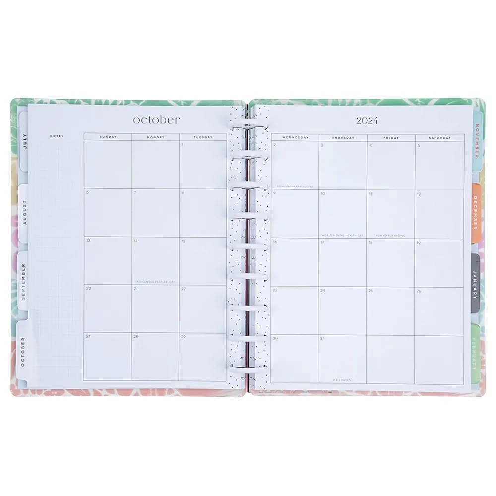 Academic Planners|The Happy Planner 2024-2025 Bold and Botanical 7" x 9.25" Academic Weekly & Monthly Planner, Plastic Cover, Multicolor