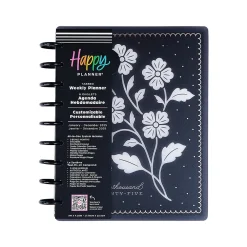 2025 Planners|The Happy Planner 2025 Ink & Ivy 7" x 9.25" Weekly & Monthly Planner, Plastic Cover, Black/White (PPCD12-566)