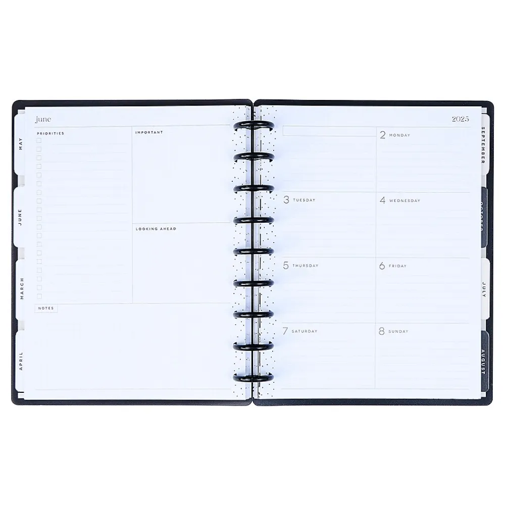 2025 Planners|The Happy Planner 2025 Ink & Ivy 7" x 9.25" Weekly & Monthly Planner, Plastic Cover, Black/White (PPCD12-566)