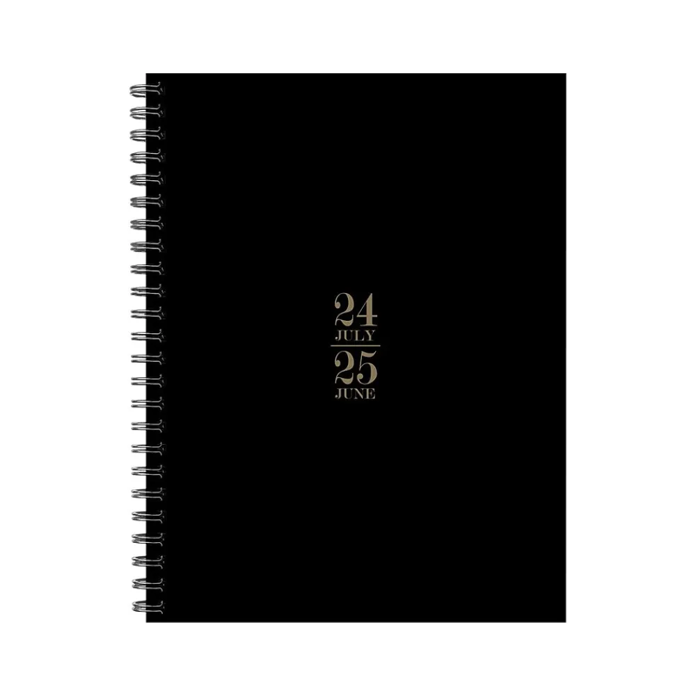 Academic Planners|Willow Creek 2024-2025 Basic Black 6.5" x 8.5" Academic Weekly & Monthly Planner, Paper Cover, Black/Brown (47729)