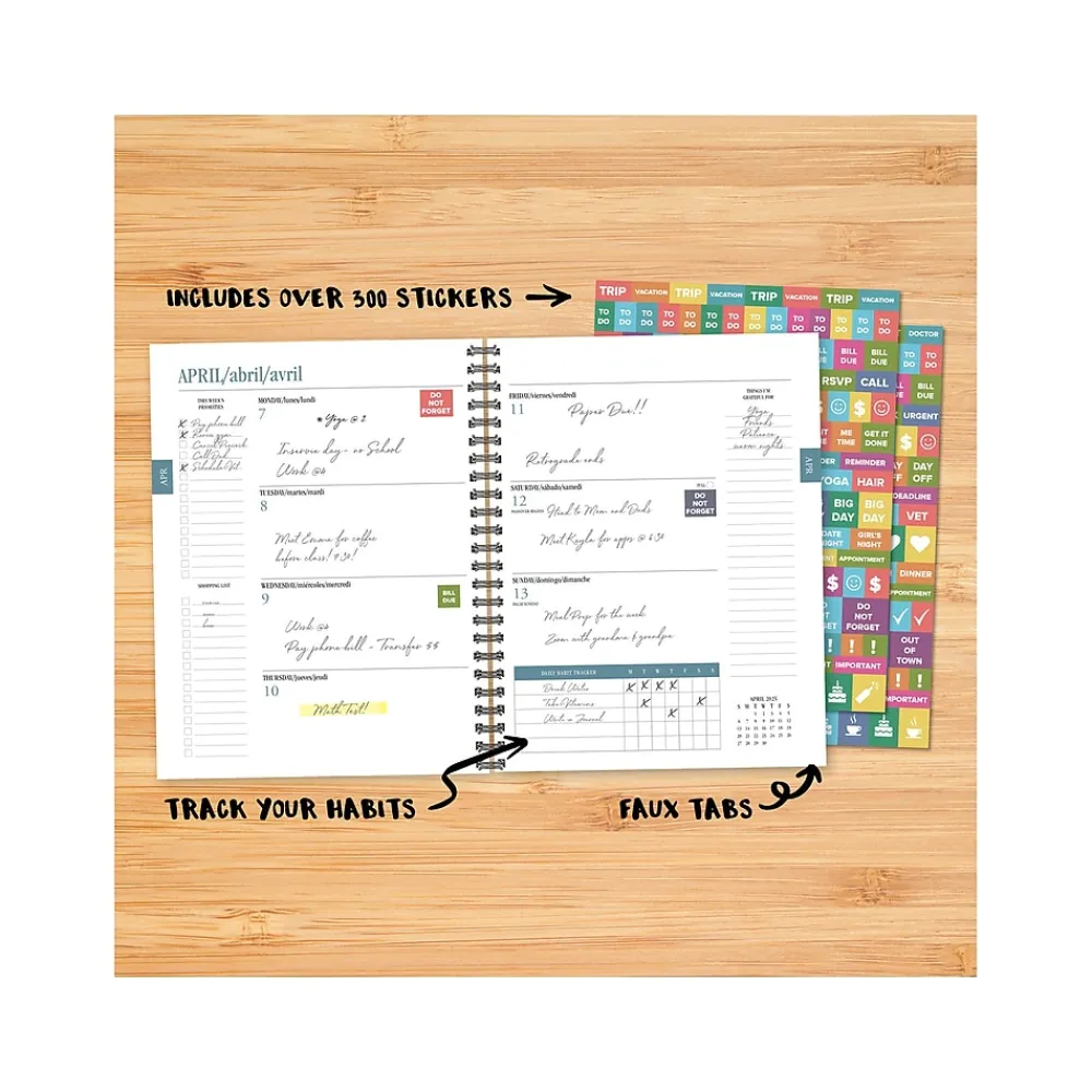 Academic Planners|Willow Creek 2024-2025 Cabana Stripe 6.5" x 8.5" Academic Weekly & Monthly Planner, Paper Cover, Multicolor (46234)