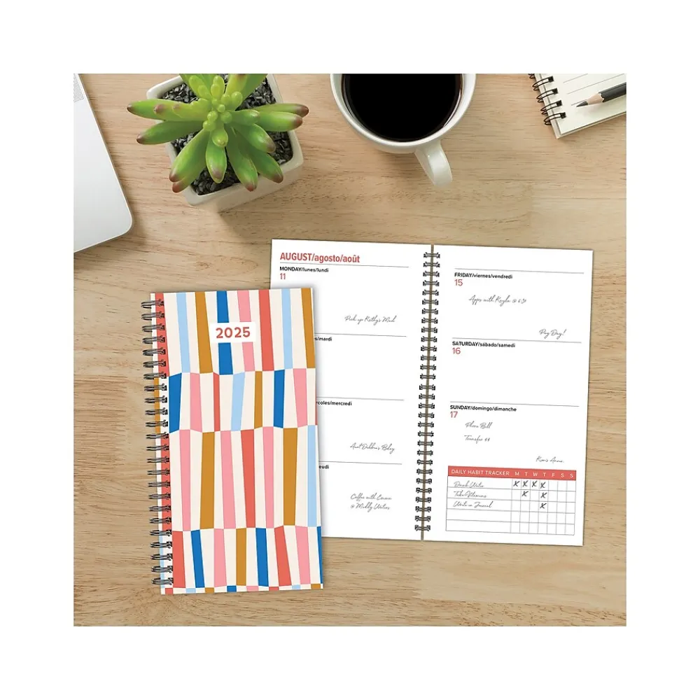 2025 Planners|Willow Creek 2025 Modern Stripe 3.5" x 6.5" Weekly & Monthly Planner, Paper Cover, Multicolor (48542X)