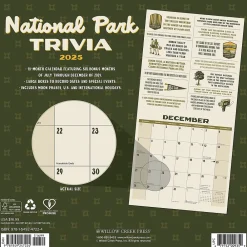 2025 Calendars|Willow Creek 2025 National Park Trivia 12" x 12" Monthly Wall Calendar (47224)