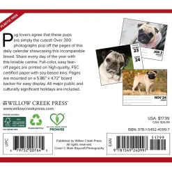2025 Calendars|Willow Creek 2025 Pugs 6" x 5.5" Day-to-Day Calendar (40997)