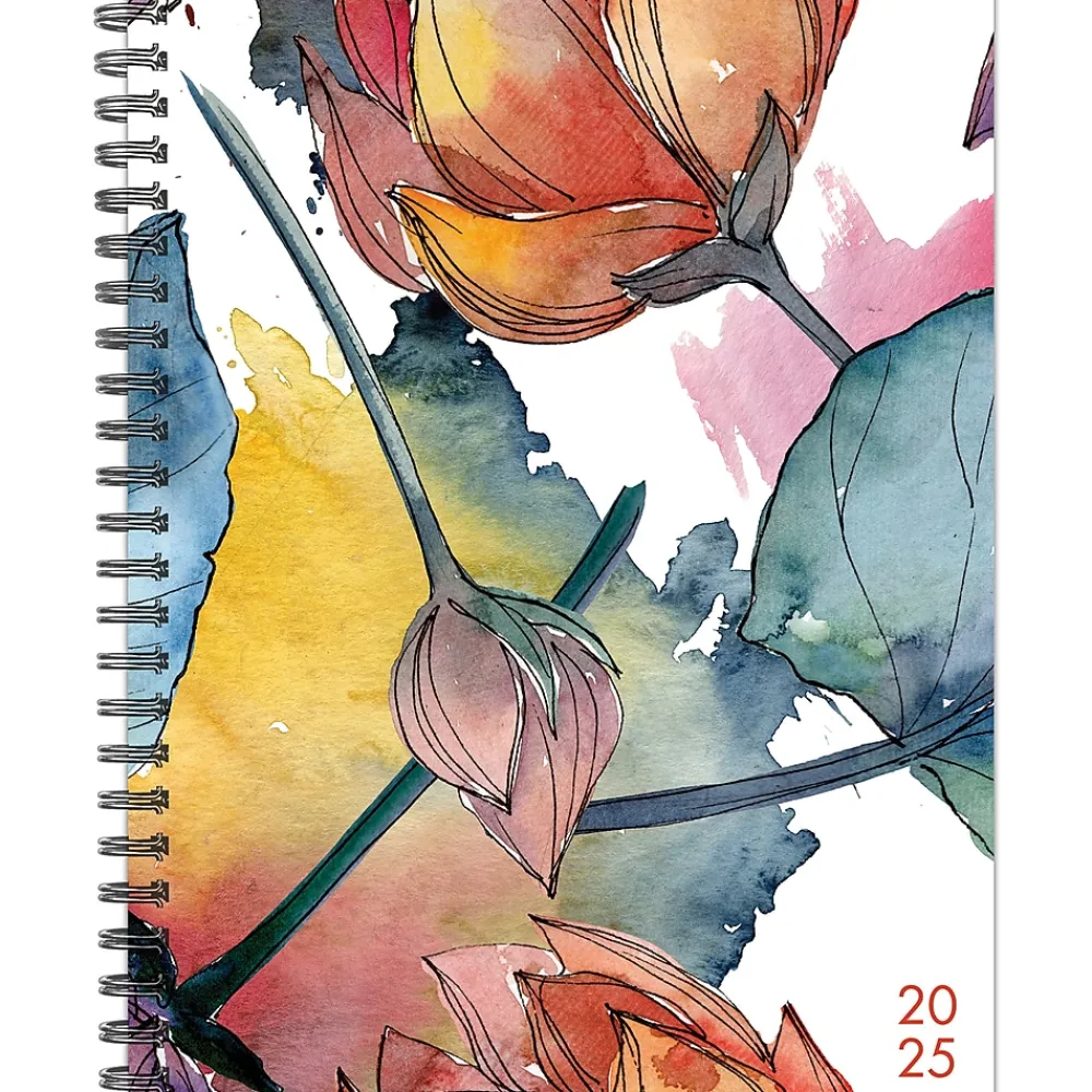 2025 Planners|Willow Creek 2025 Watercolor Flora 6.5" x 8.5" Weekly Planner Cover, Multicolored (48887)
