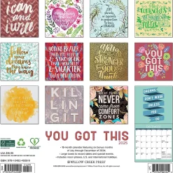 2025 Calendars|Willow Creek 2025 You Got This 12" x 12" Monthly Wall Calendar (45589)
