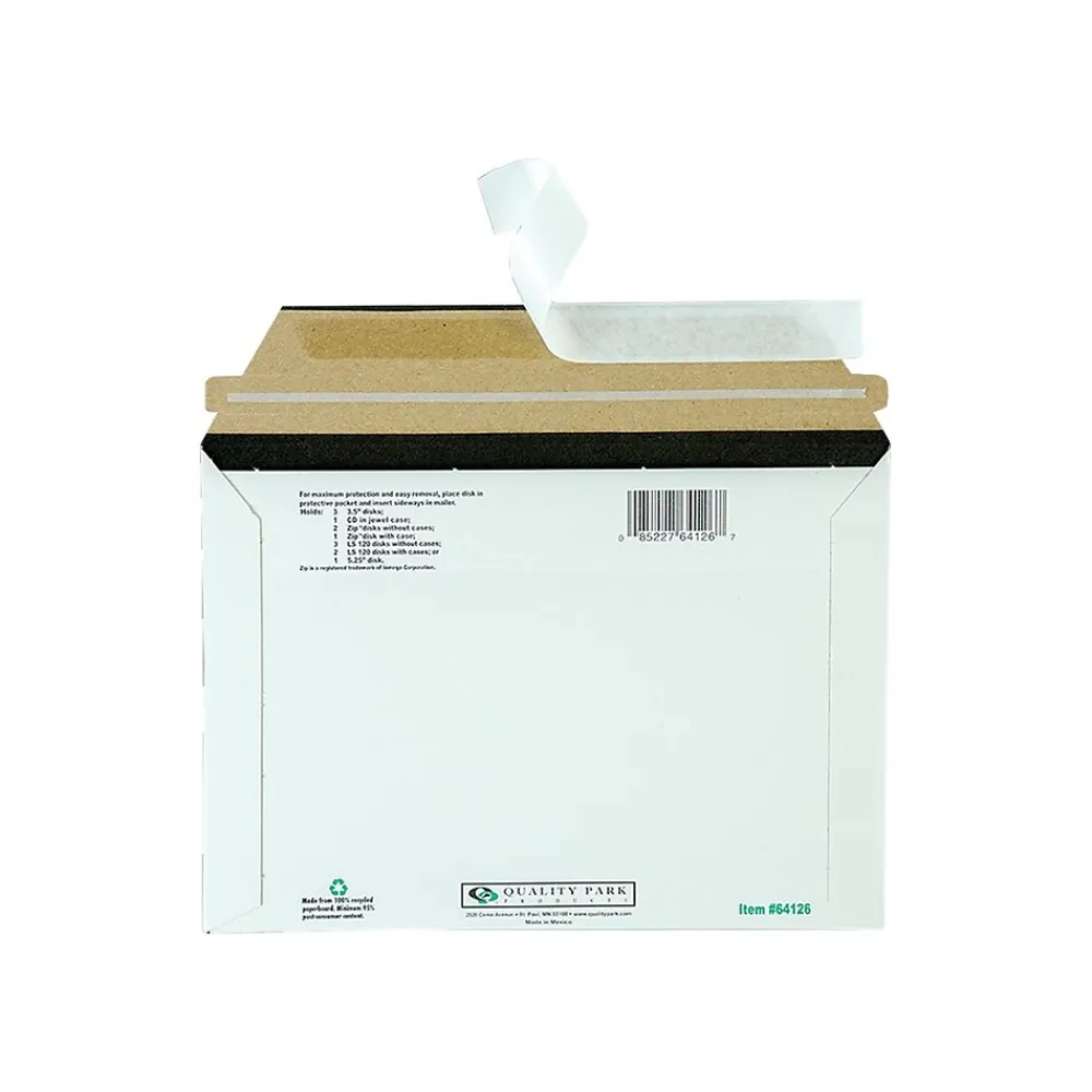Discount Quality Park 6" x 8.63" Peel & Seal Fiberboard Mailers, CD/DVD, 25/Box (QUA64126)