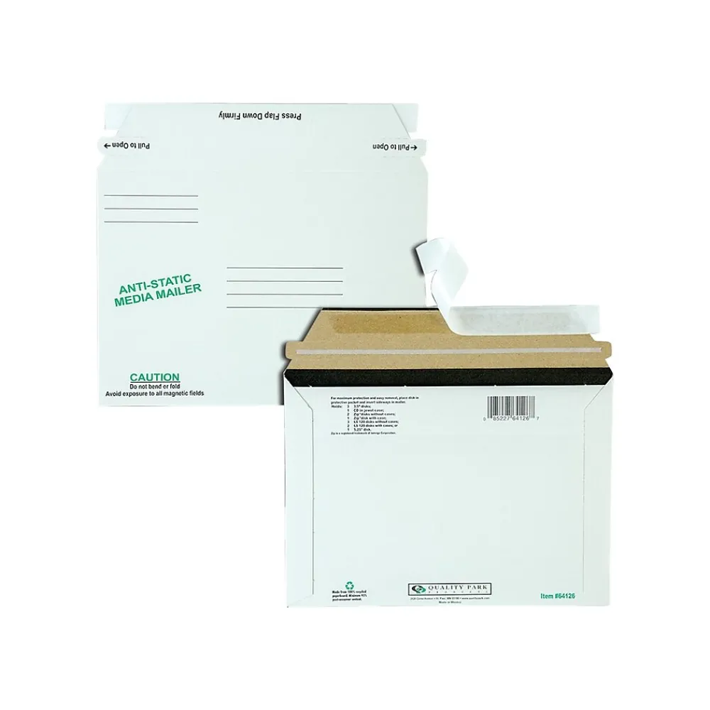 Discount Quality Park 6" x 8.63" Peel & Seal Fiberboard Mailers, CD/DVD, 25/Box (QUA64126)