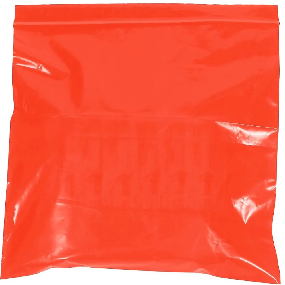 Hot Unbranded 10" x 12" Reclosable Poly Bags, 2 Mil, Red, 1000/Carton (PB3655R)