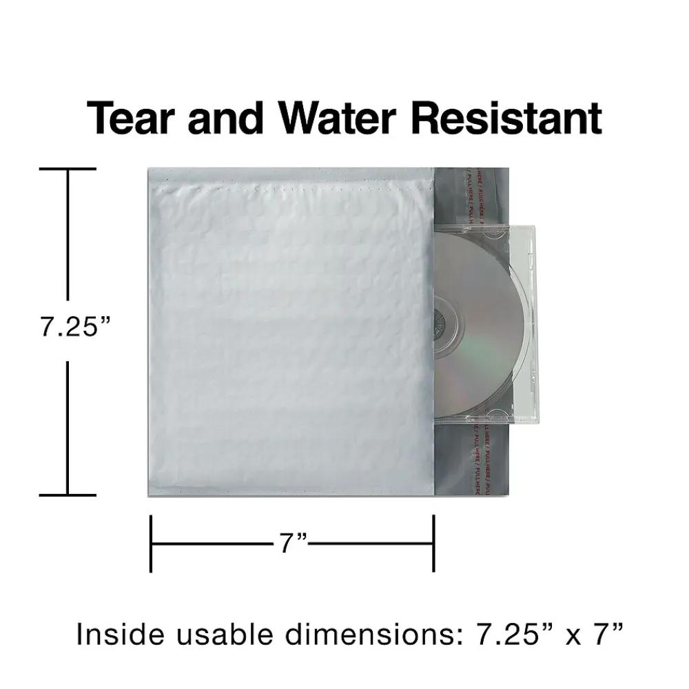 New Staples 7" x 8" Self-Sealing Bubble Mailer, CD/DVD, 25/Carton (ST56607B)